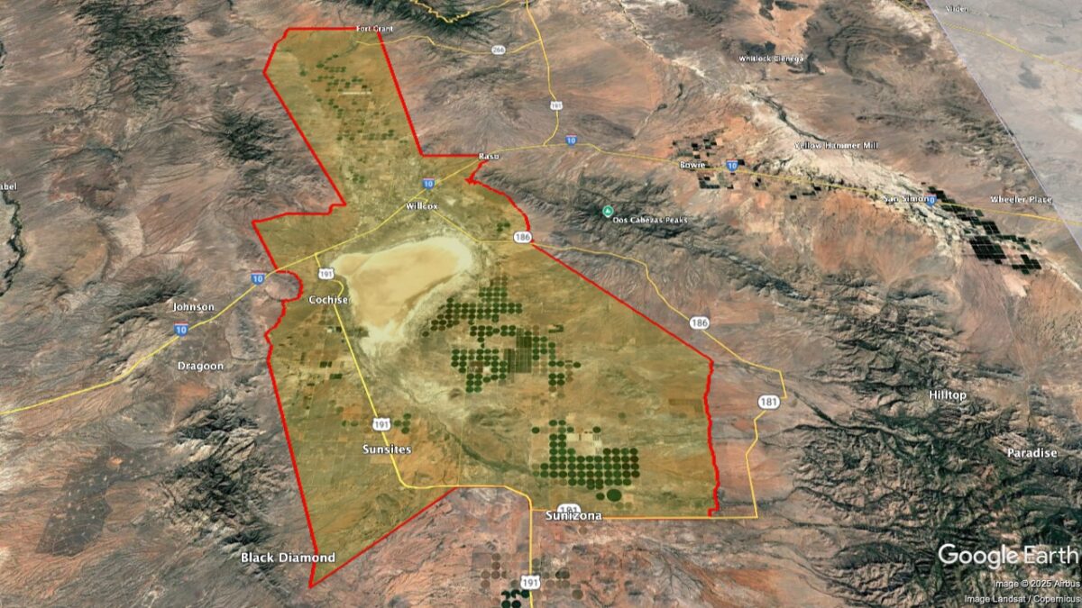 Map showing the location of the Wilcox AVA within Arizona.