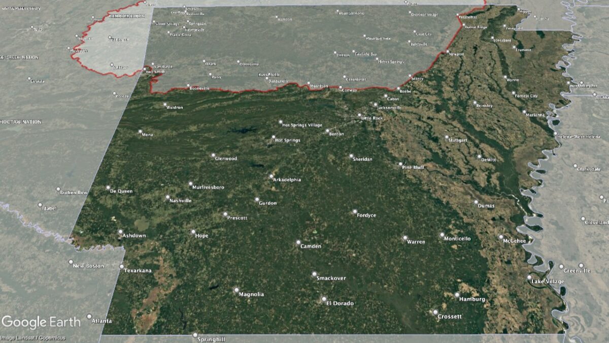 Map showing the AVAs within Arkansas.