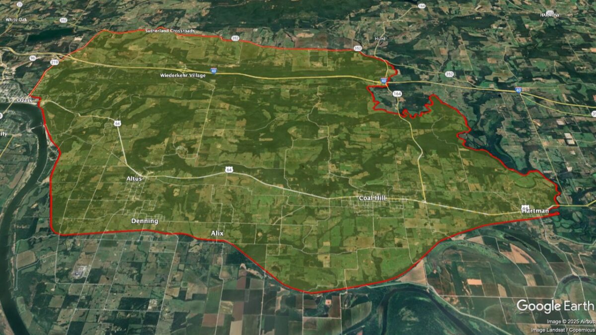 Map showing the location of the Altus AVA within Arkansas.
