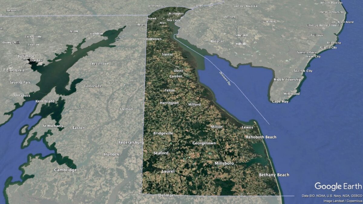 Map showing AVAs in Delaware.