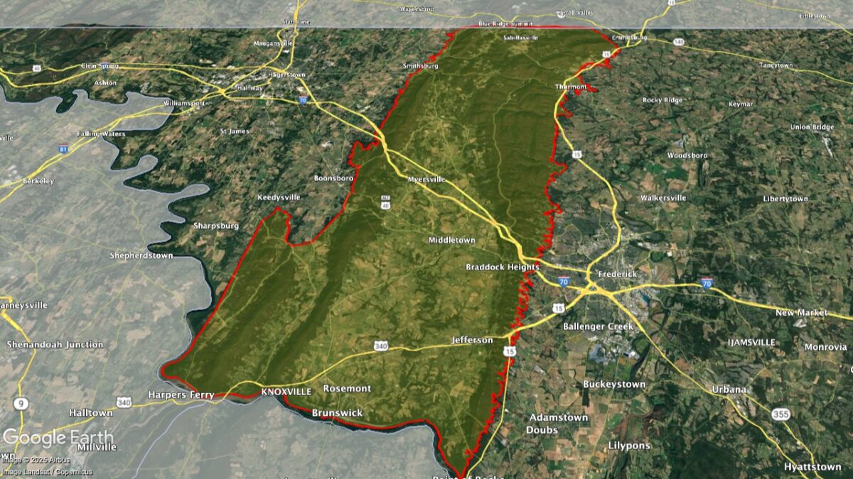 Map showing the location of the Catoctin AVA within Maryland.