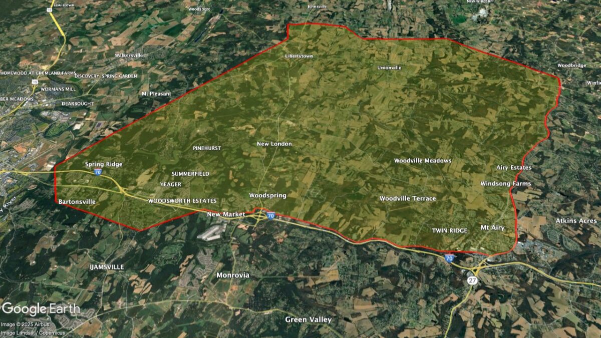 Map showing the location of the Linganore AVA within Maryland.