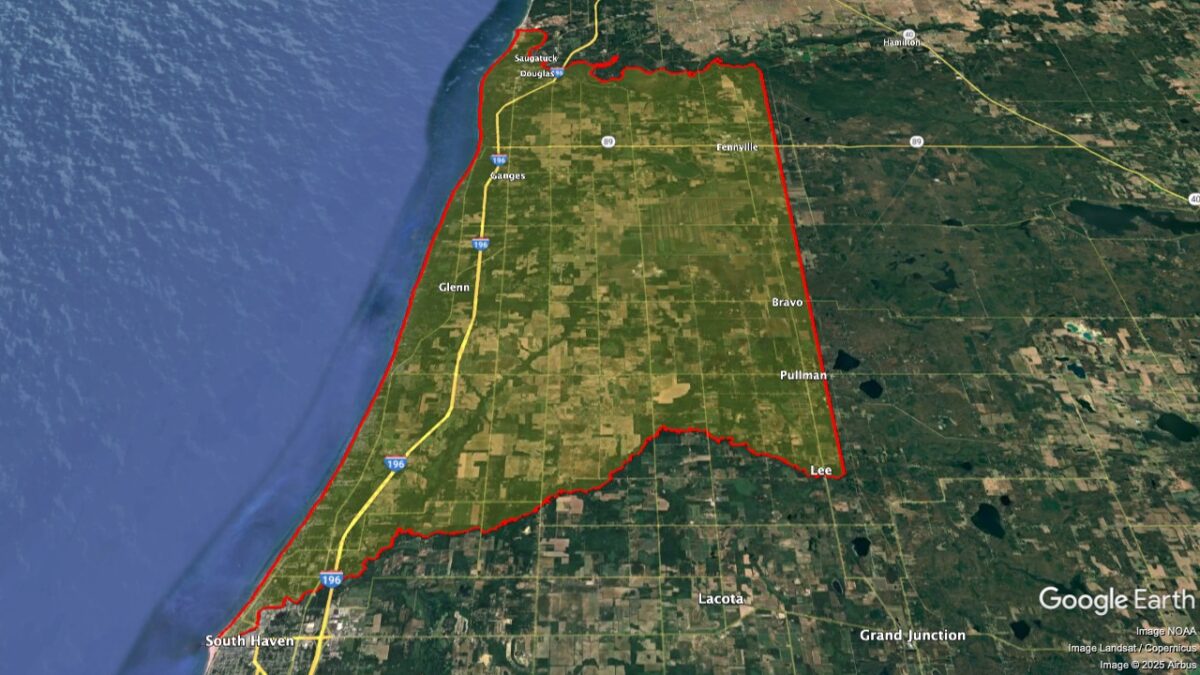 Map showing the location of the Fennville AVA within Michigan.