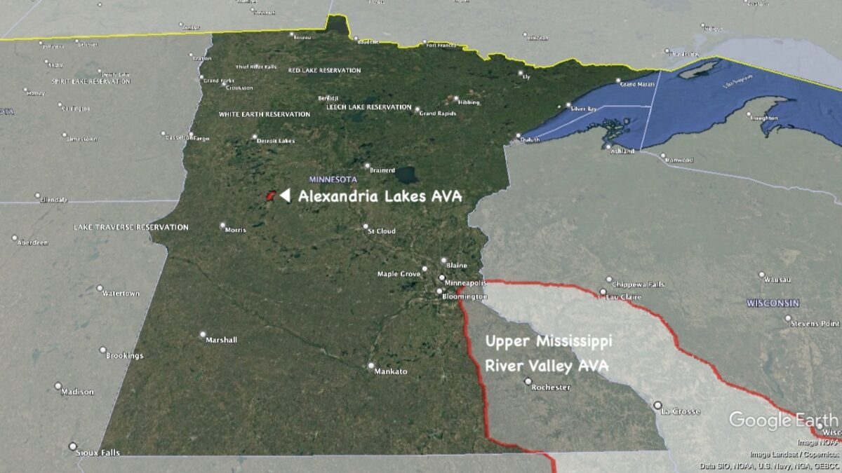 Map showing the location of the AVAs within Minnesota.