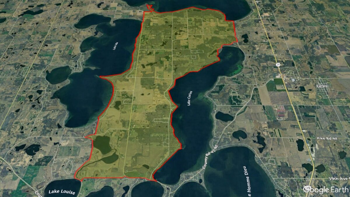 Map showing the location of the Alexandria Lakes AVA within Minnesota.