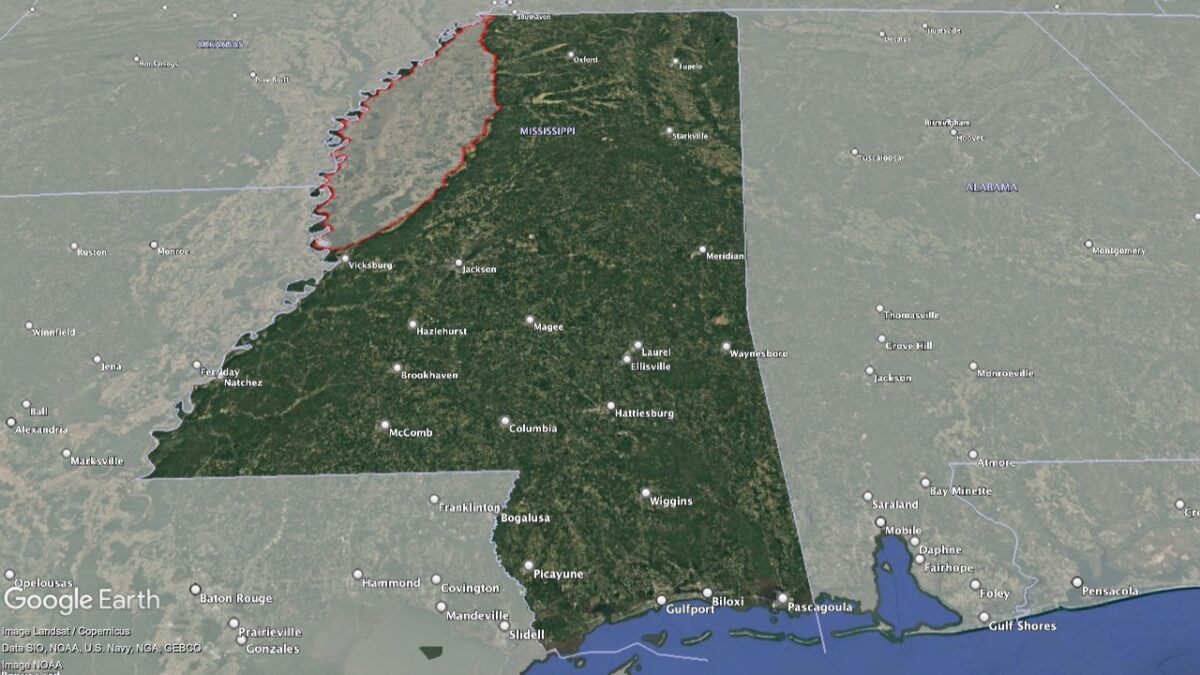 Map showing AVAs in Mississippi.