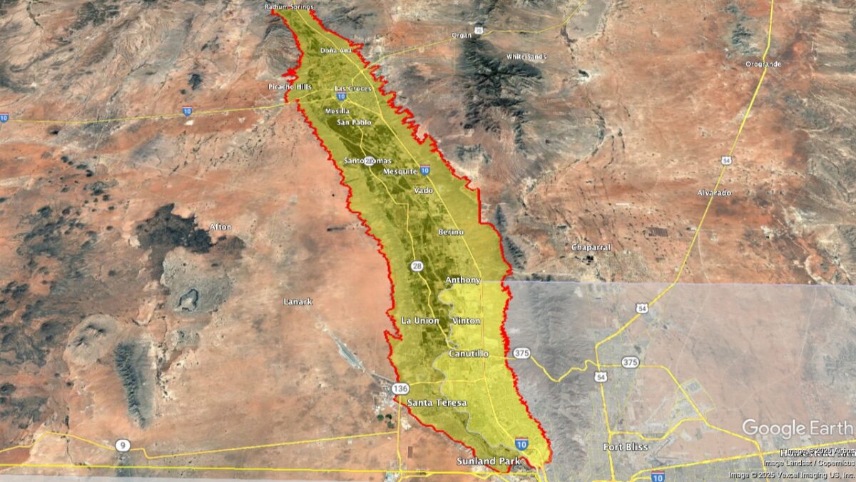 Map showing the location of the Mesilla Valley AVA within New Mexico.