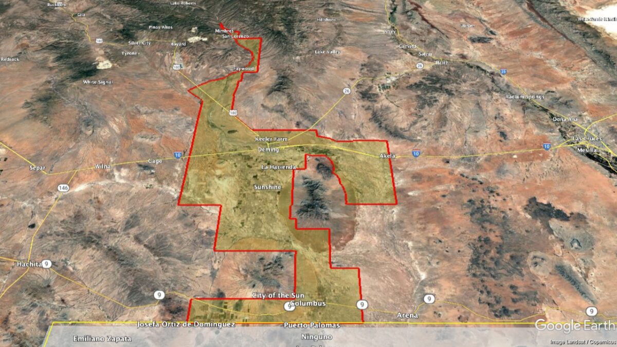 Map showing the location of the Mimbres Valley AVA within New Mexico.