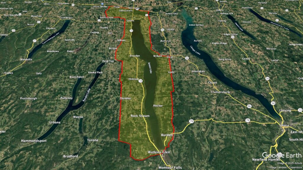 Map showing the location of the Seneca LakeAVA within New York.