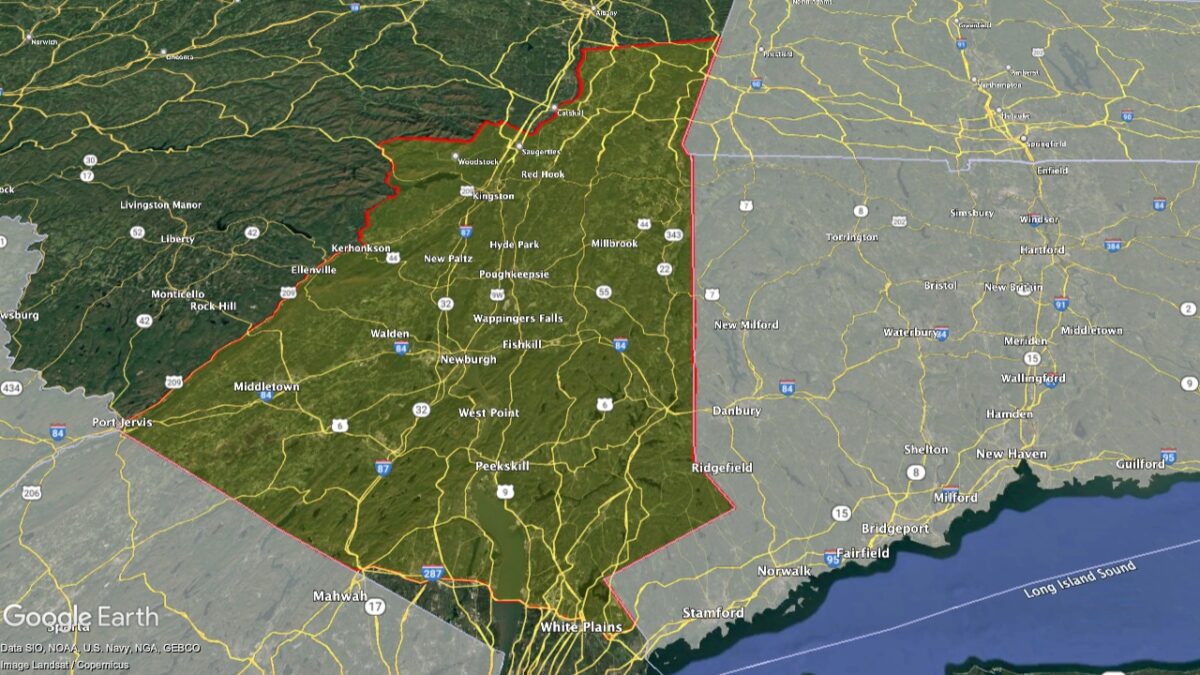 Map showing the location of the Hudson River Region AVA within New York.