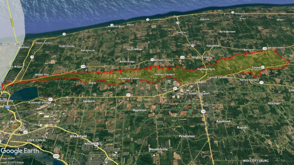 Map showing the location of the Niagra Escarpment AVA within New York.