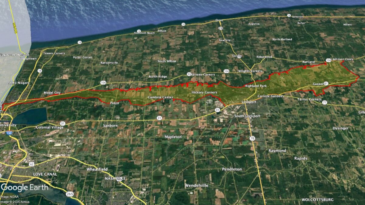 Map showing the location of the Niagra Escarpment AVA within New York.