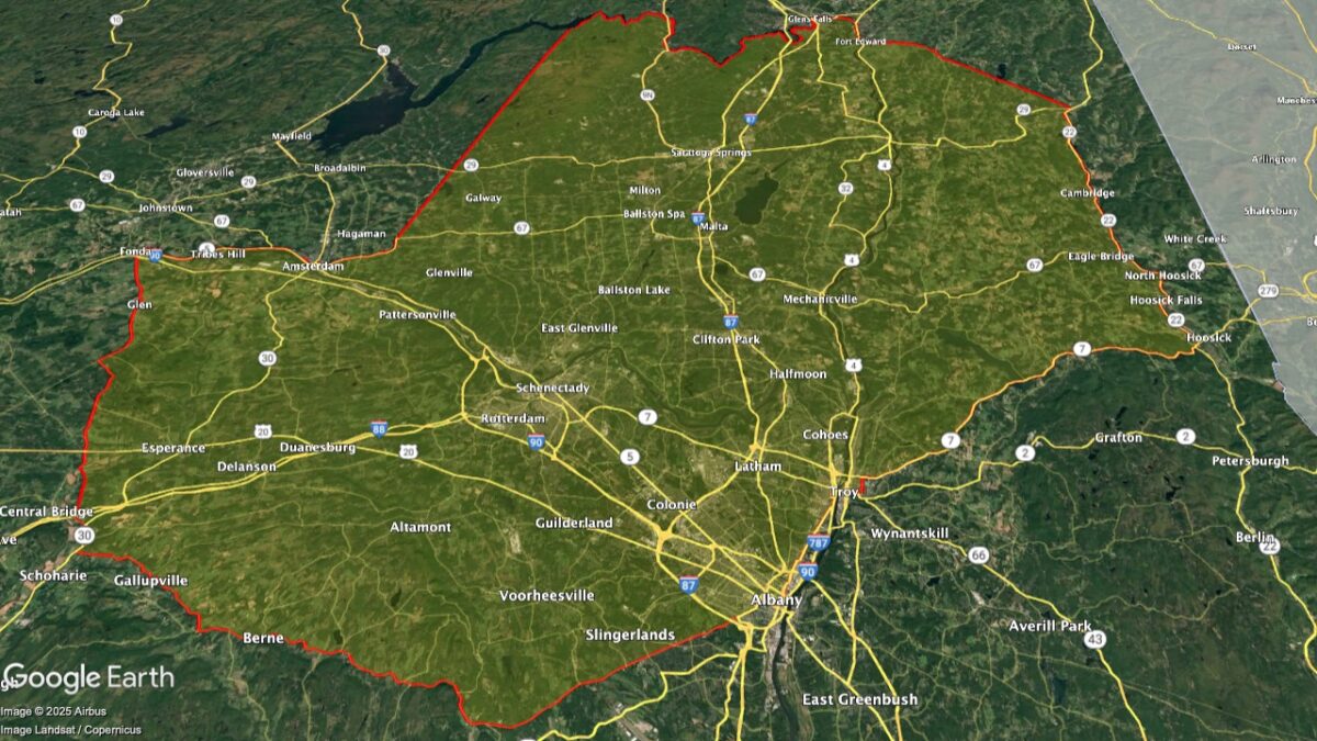 Map showing the location of the Upper Hudson AVA within New York.