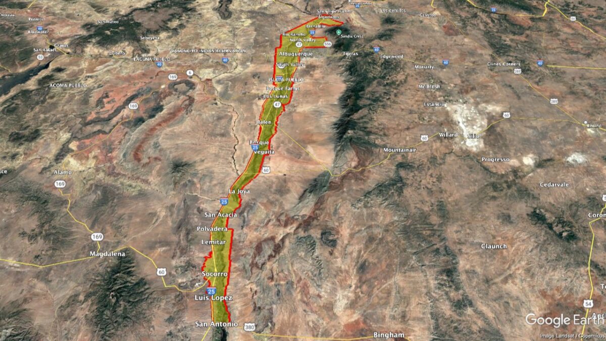 Map showing the location of the Middle Rio Grande Valley AVA within New Mexico.