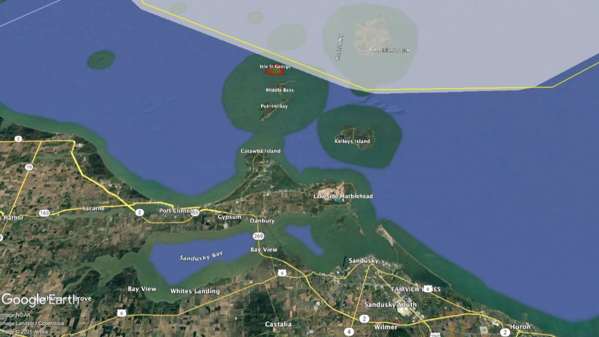 Map showing the location of the Isle St George AVAs within Ohio.