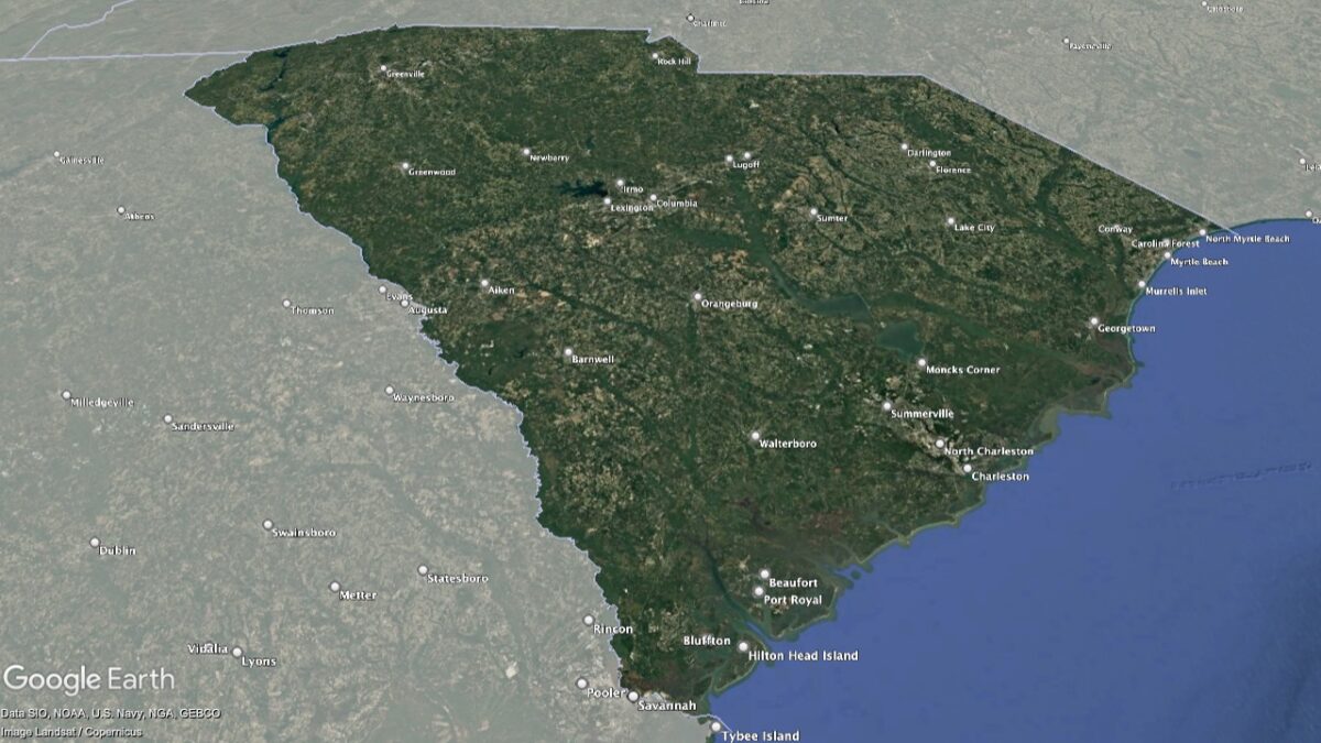 Map showing AVAs in South Carolina.