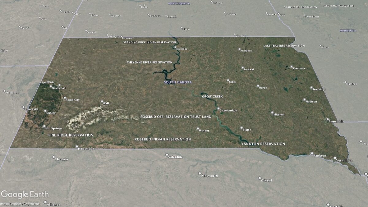 Map showing AVAs in South Dakota.