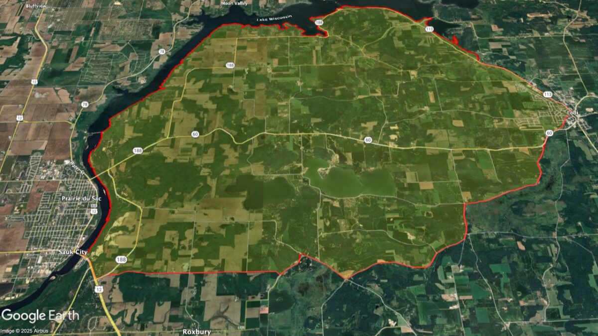 Map showing the location of the Lake Wisconsin AVAs within Wisconsin.